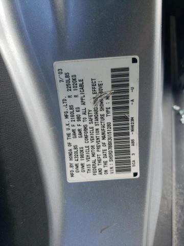 Photo 10 from auction – 2003 HONDA CR-V EX with VIN SHSRD788X3U151280