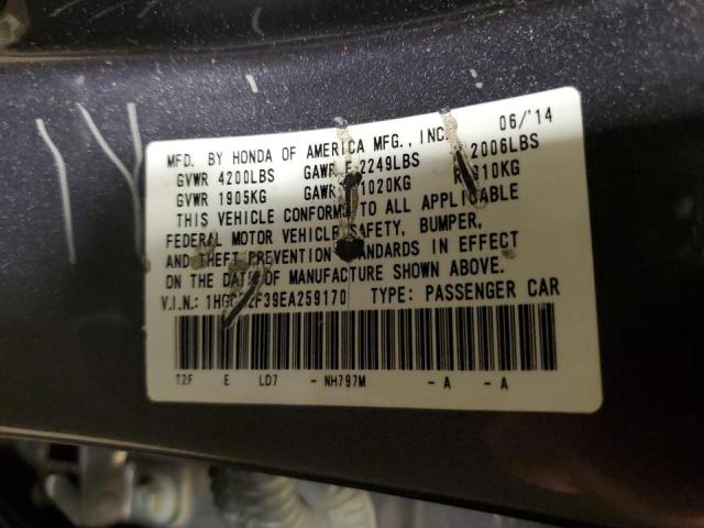 Photo 10 from auction – 2014 HONDA ACCORD LX with VIN 1HGCR2F39EA259170