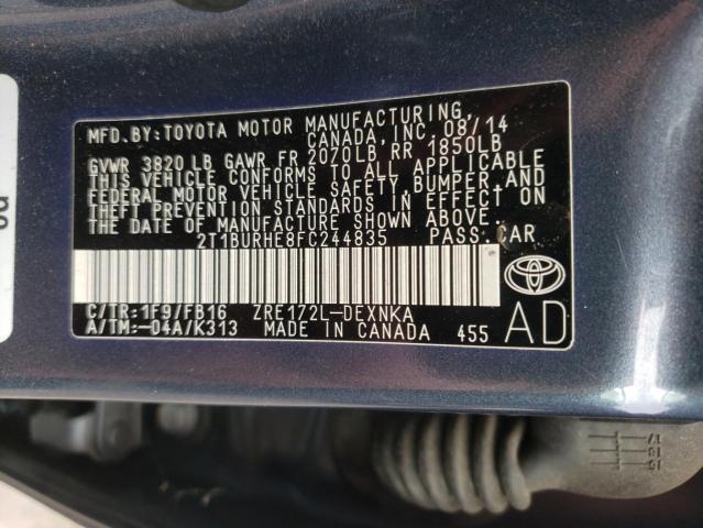 Photo 10 from auction – 2015 TOYOTA COROLLA L with VIN 2T1BURHE8FC244835