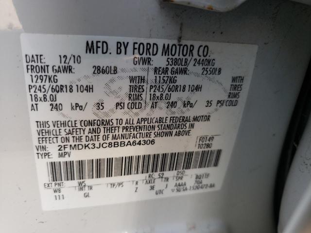 Photo 10 from auction – 2011 FORD EDGE SEL with VIN 2FMDK3JC8BBA64306