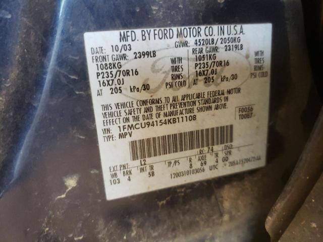Photo 10 from auction – 2004 FORD ESCAPE LIM with VIN 1FMCU94154KB11108