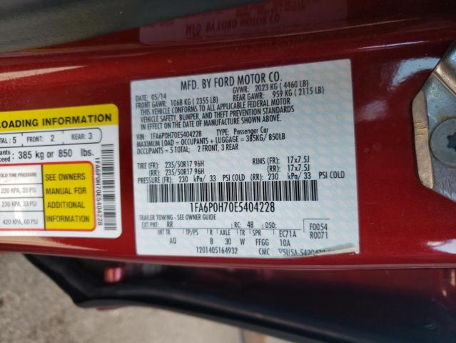 Photo 10 from auction – 2014 FORD FUSION SE with VIN 1FA6P0H70E5404228