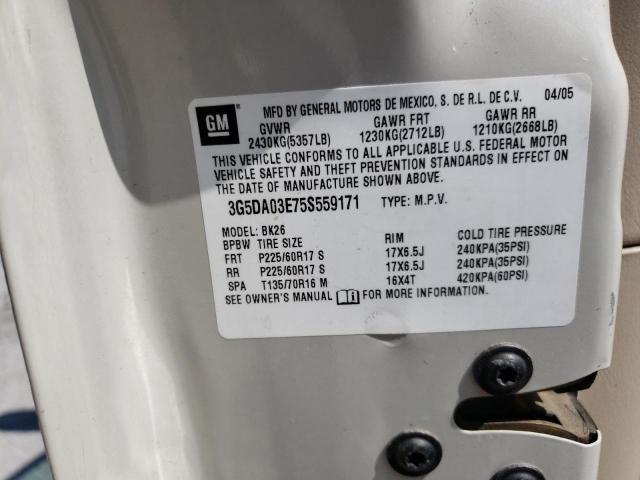 Photo 10 from auction – 2005 BUICK RENDEZVOUS with VIN 3G5DA03E75S559171