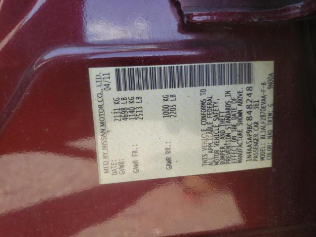 Photo 10 from auction – 2011 NISSAN MAXIMA S with VIN 1N4AA5AP9BC848248