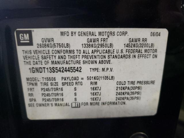 Photo 10 from auction – 2004 CHEVROLET TRAILBLAZE with VIN 1GNDT13S542445542