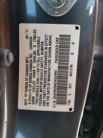Фото 10 с аукциона – 2012 HONDA CIVIC EX с VIN 2HGFB2F84CH522094