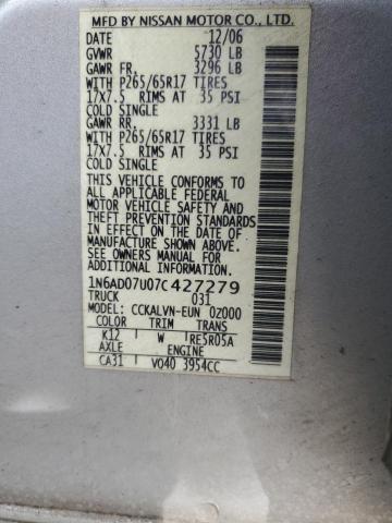 Photo 10 from auction – 2007 NISSAN FRONTIER C with VIN 1N6AD07U07C427279