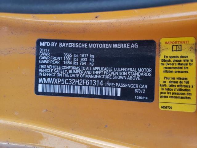 Photo 10 from auction – 2017 MINI COOPER with VIN WMWXP5C32H2F61314