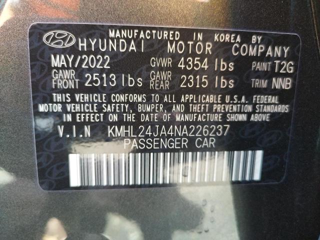 Photo 10 from auction – 2022 HYUNDAI SONATA SE with VIN KMHL24JA4NA226237