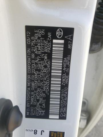 Photo 10 from auction – 2012 TOYOTA PRIUS with VIN JTDKN3DU7C1524561