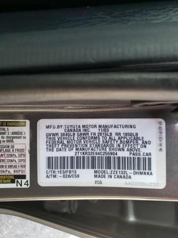 Photo 10 from auction – 2004 TOYOTA COROLLA MA with VIN 2T1KR32E64C255904