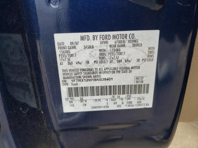 Photo 10 from auction – 2008 FORD F150 with VIN 1FTRX12W18KB38401