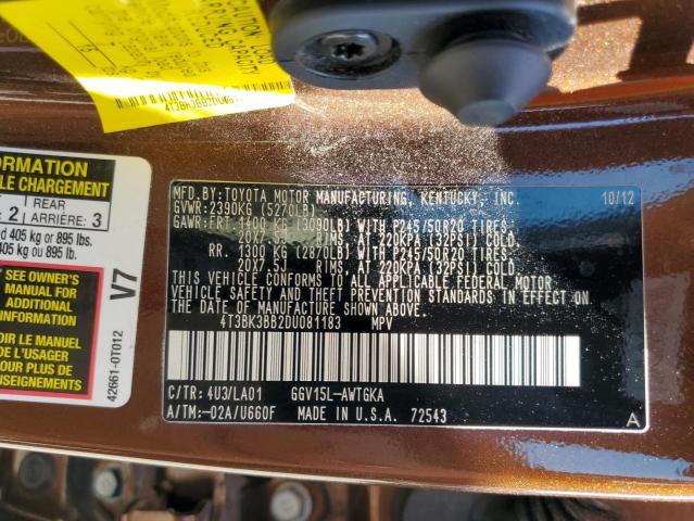 Photo 10 from auction – 2013 TOYOTA VENZA LE with VIN 4T3BK3BB2DU081183