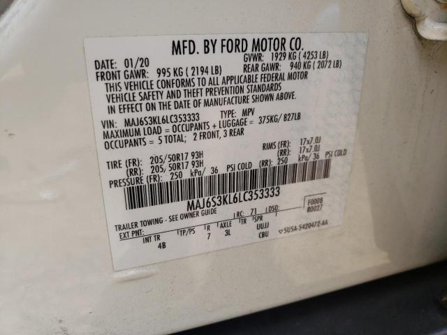 Photo 10 from auction – 2020 FORD ECOSPORT T with VIN MAJ6S3KL6LC353333