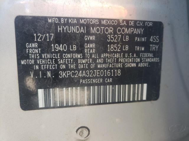 Photo 10 from auction – 2018 HYUNDAI ACCENT SE with VIN 3KPC24A32JE016118