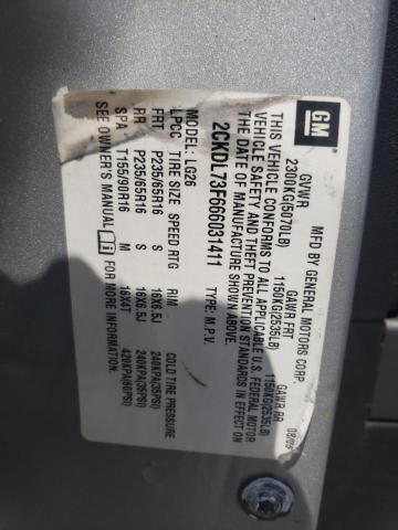 Photo 10 from auction – 2006 PONTIAC TORRENT with VIN 2CKDL73F666031411