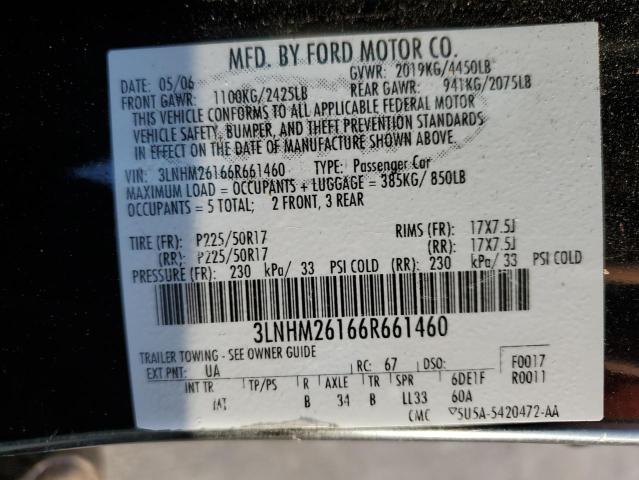 Photo 10 from auction – 2006 LINCOLN ZEPHYR with VIN 3LNHM26166R661460