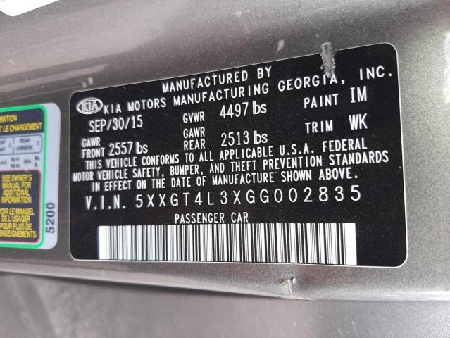 Photo 10 from auction – 2016 KIA OPTIMA LX with VIN 5XXGT4L3XGG002835
