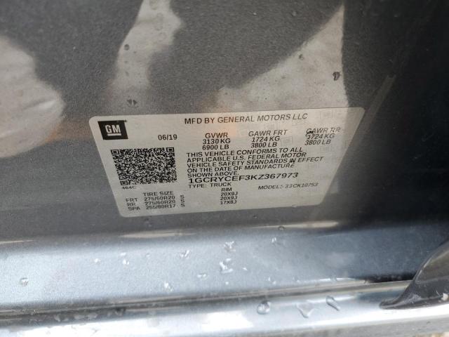 Photo 10 from auction – 2019 CHEVROLET SILVERADO with VIN 1GCRYCEF3KZ367973