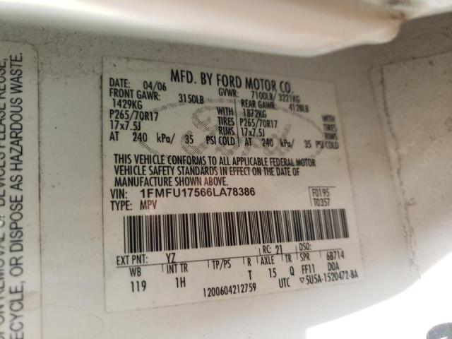Photo 10 from auction – 2006 FORD EXPEDITION with VIN 1FMFU17566LA78386