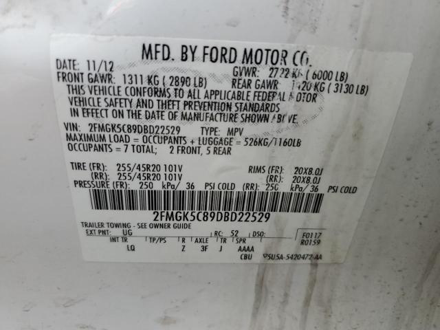 Photo 10 from auction – 2013 FORD FLEX SEL with VIN 2FMGK5C89DBD22529