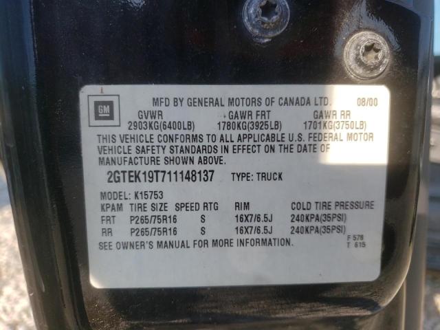 Photo 10 from auction – 2001 GMC NEW SIERRA with VIN 2GTEK19T711148137