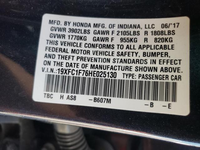 Photo 10 from auction – 2017 HONDA CIVIC EXL with VIN 19XFC1F76HE025130