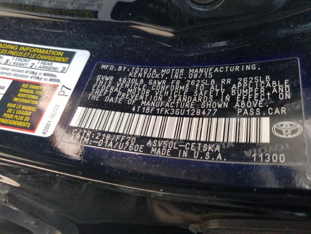 Photo 10 from auction – 2016 TOYOTA CAMRY LE with VIN 4T1BF1FK3GU128477