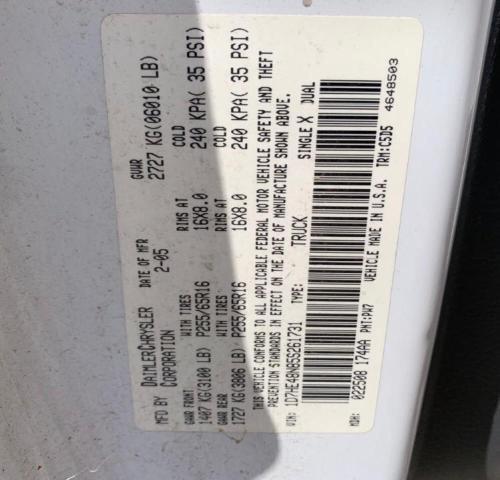 Photo 10 from auction – 2005 DODGE DAKOTA QUA with VIN 1D7HE48N85S261731