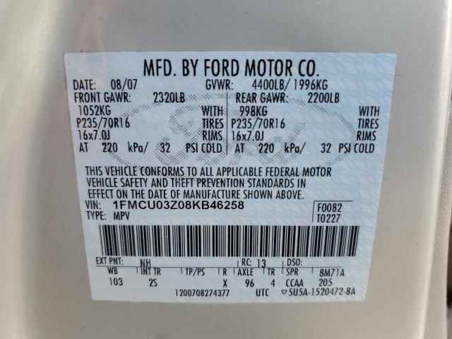 Photo 10 from auction – 2008 FORD ESCAPE XLT with VIN 1FMCU03Z08KB46258