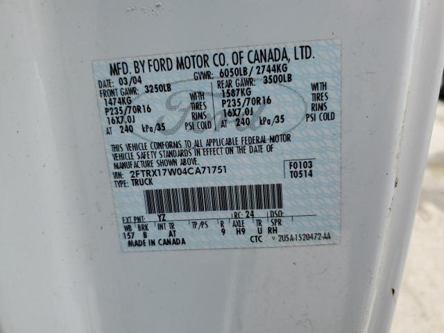 Photo 10 from auction – 2004 FORD F-150 HERI with VIN 2FTRX17W04CA71751