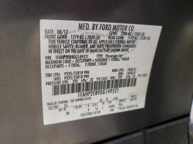 Photo 10 from auction – 2013 FORD TAURUS SEL with VIN 1FAHP2E89DG149521