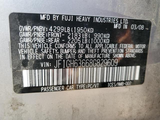 Photo 10 from auction – 2008 SUBARU IMPREZA OU with VIN JF1GH63668G829609
