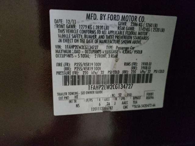 Photo 10 from auction – 2012 FORD TAURUS SEL with VIN 1FAHP2EW2CG134727