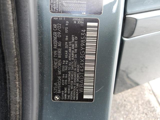 Photo 10 from auction – 2003 BMW 525 I AUTO with VIN WBADT434X3GY98534
