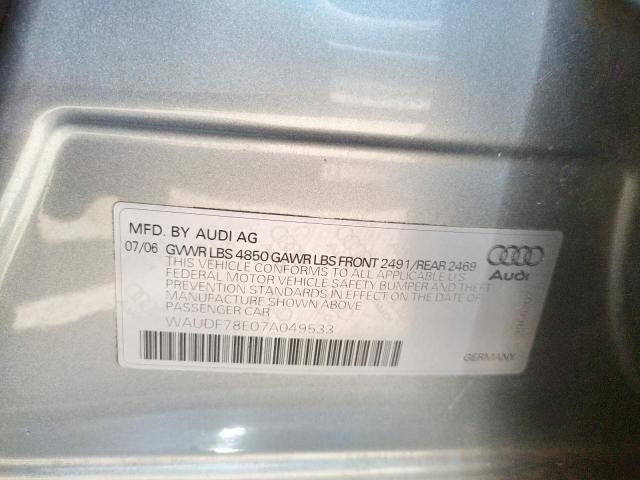 Photo 10 from auction – 2007 AUDI A4 2.0T QU with VIN WAUDF78E07A049533
