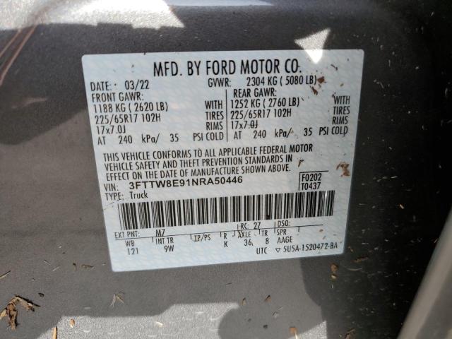Photo 10 from auction – 2022 FORD MAVERICK X with VIN 3FTTW8E91NRA50446