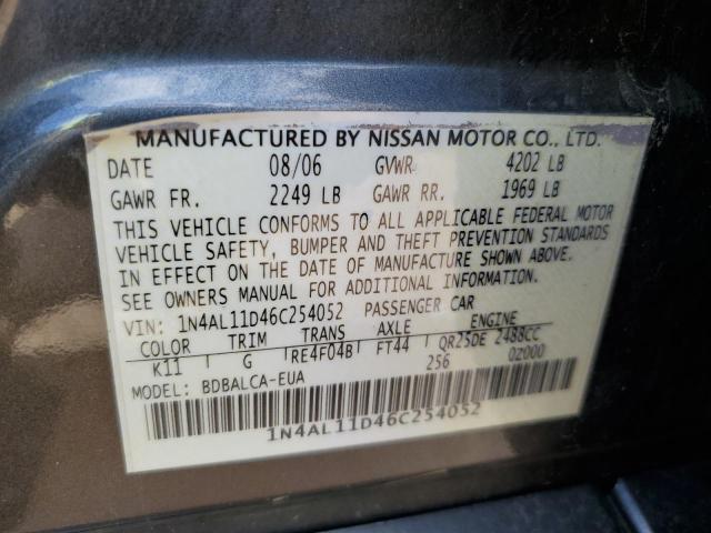 Photo 10 from auction – 2006 NISSAN ALTIMA S with VIN 1N4AL11D46C254052