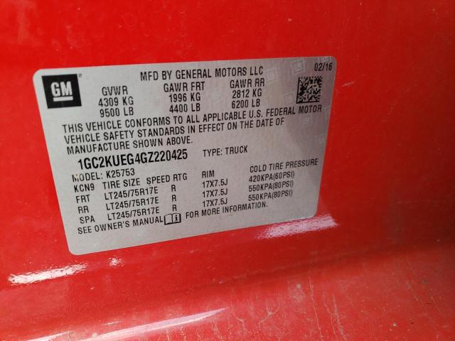 Photo 10 from auction – 2016 CHEVROLET SILVERADO with VIN 1GC2KUEG4GZ220425