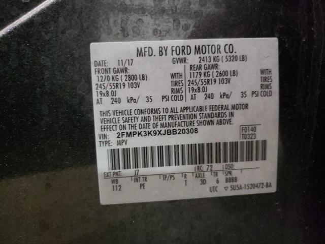 Photo 10 from auction – 2018 FORD EDGE TITAN with VIN 2FMPK3K9XJBB20308
