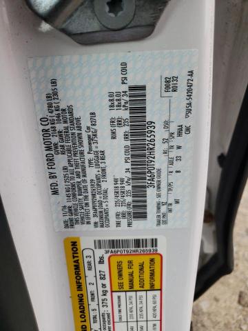 Photo 10 from auction – 2017 FORD FUSION SE with VIN 3FA6P0T92HR265939
