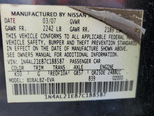 Photo 10 from auction – 2007 NISSAN ALTIMA 2.5 with VIN 1N4AL21E87C188587