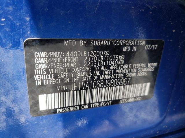 Photo 10 from auction – 2018 SUBARU WRX PREMIU with VIN JF1VA1C68J9809967