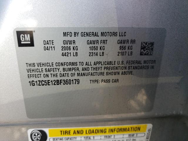 Photo 10 from auction – 2011 CHEVROLET MALIBU 1LT with VIN 1G1ZC5E12BF360179