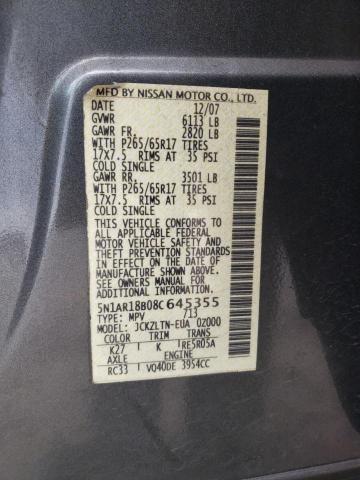 Photo 10 from auction – 2008 NISSAN PATHFINDER with VIN 5N1AR18B08C645355