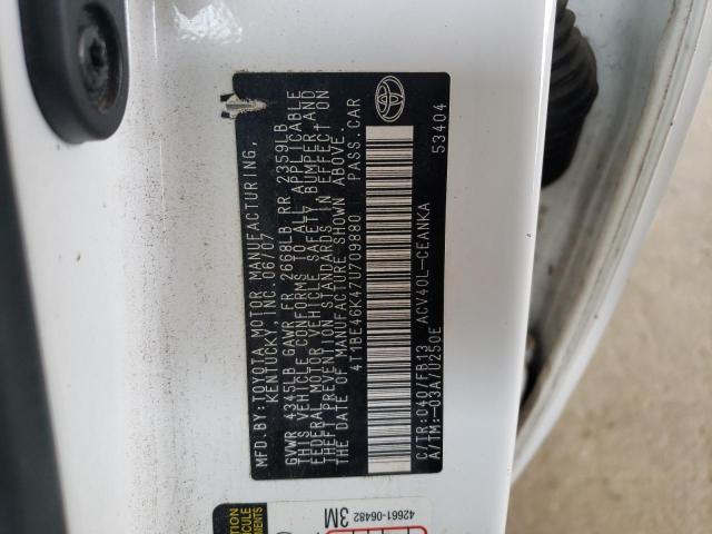Photo 10 from auction – 2007 TOYOTA CAMRY CE with VIN 4T1BE46K47U709880