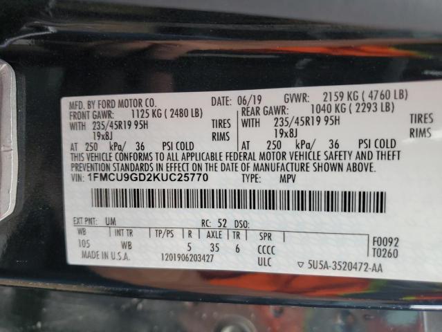Photo 10 from auction – 2019 FORD ESCAPE SE with VIN 1FMCU9GD2KUC25770