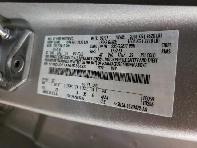 Photo 10 from auction – 2017 FORD ESCAPE S with VIN 1FMCU0F7XHUD36423