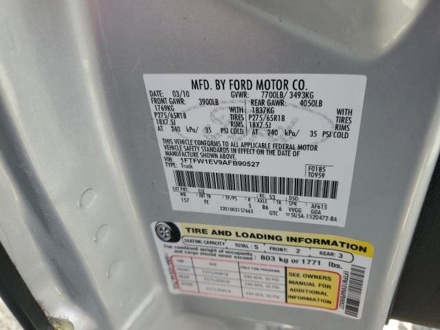 Photo 10 from auction – 2010 FORD F150 SUPER with VIN 1FTFW1EV9AFB90527