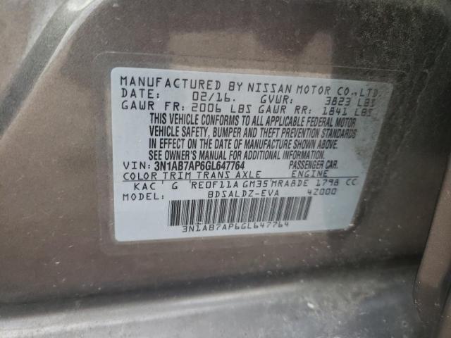 Photo 10 from auction – 2016 NISSAN SENTRA S with VIN 3N1AB7AP6GL647764